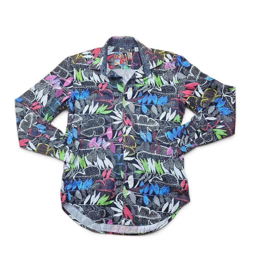 ROBERT GRAHAM Button Up Shirt Mens XS Multicolor Floral Tropical Elevated Casual